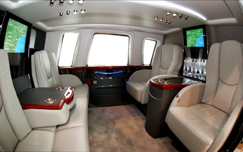 Inside helicopter 